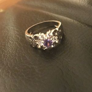 Amethyst colored floral design Promise ring